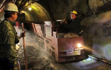 Arbeiter im Bergwerk Grube Fortuna