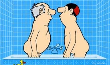 Loriot Badewannen-Sketsch Charikatur